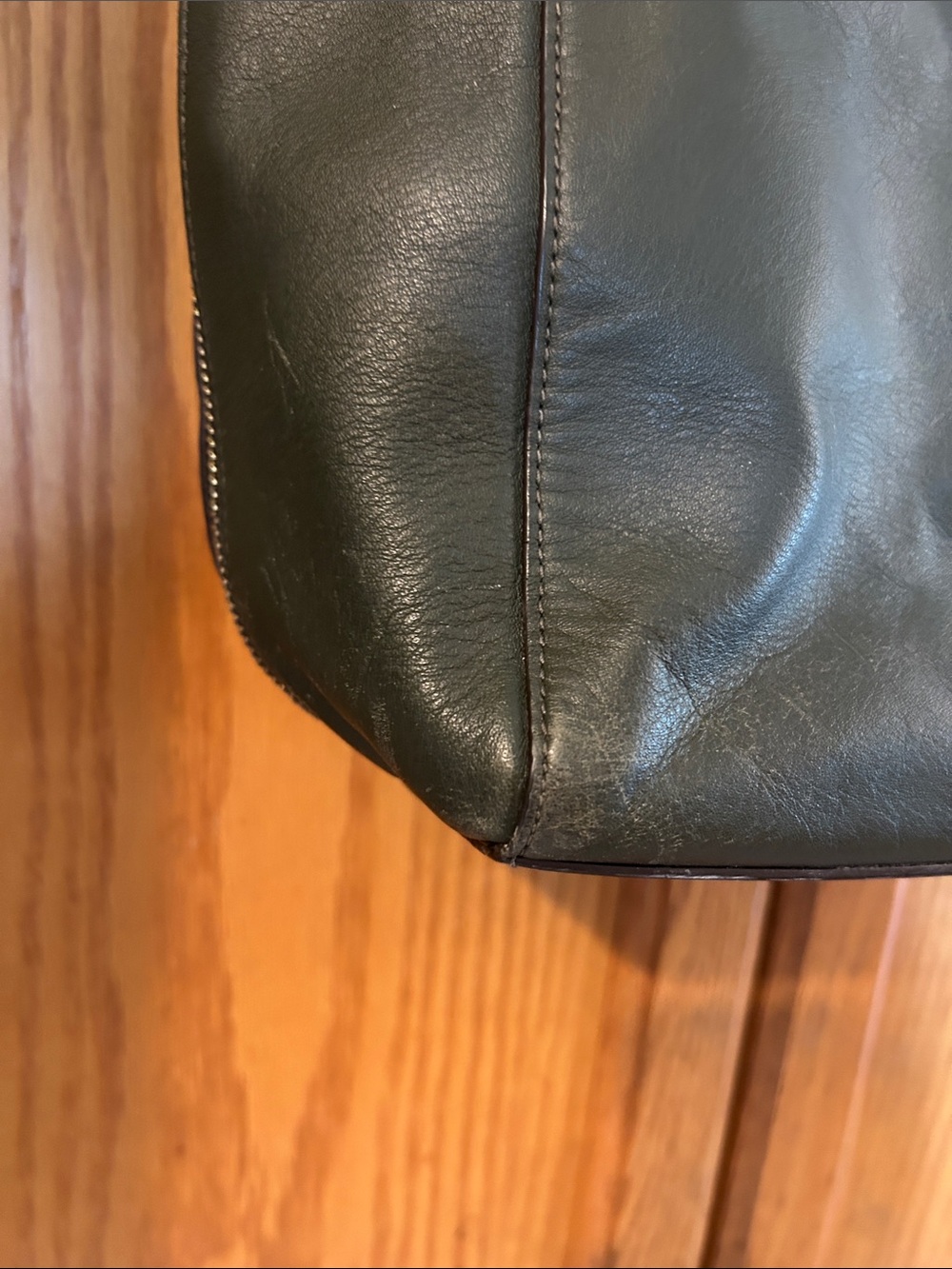 Coach Dark Green Leather Tote with Front Pocket and Silver Hardware - Picture 4 of 13